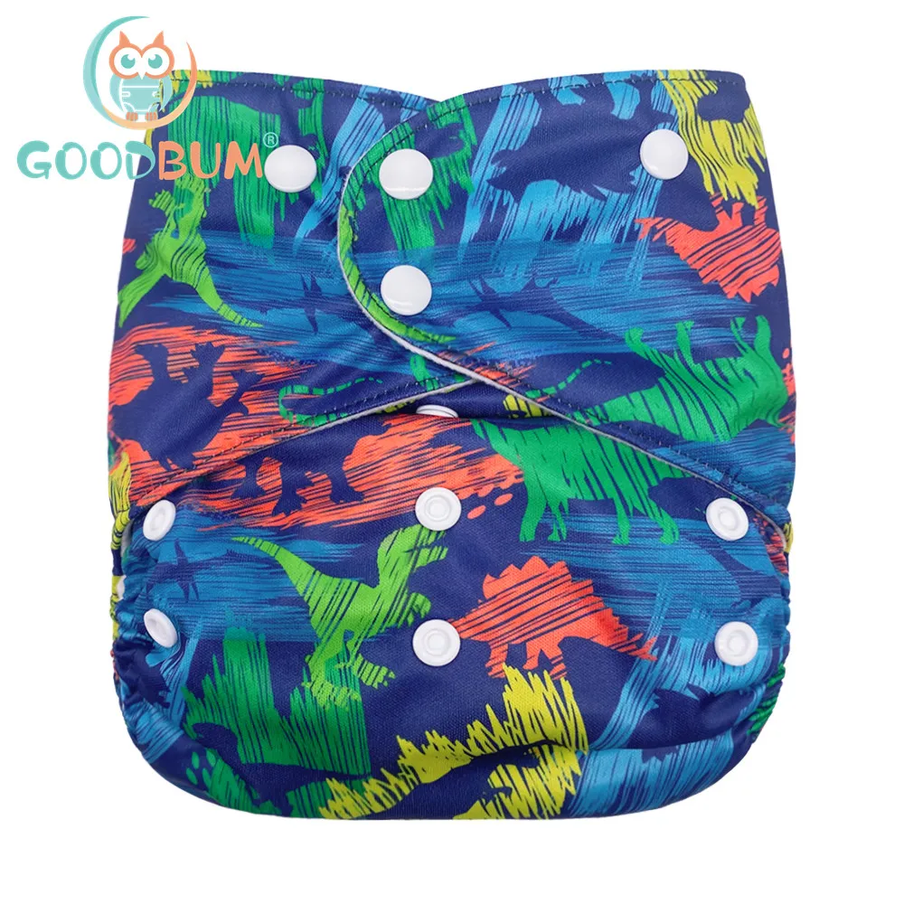 

Goodbum Painted Dinosaur 8-25KG Big Size Washable Adjustable Cloth Diaper Double Gusset Cloth Nappy For Baby XL Diaper