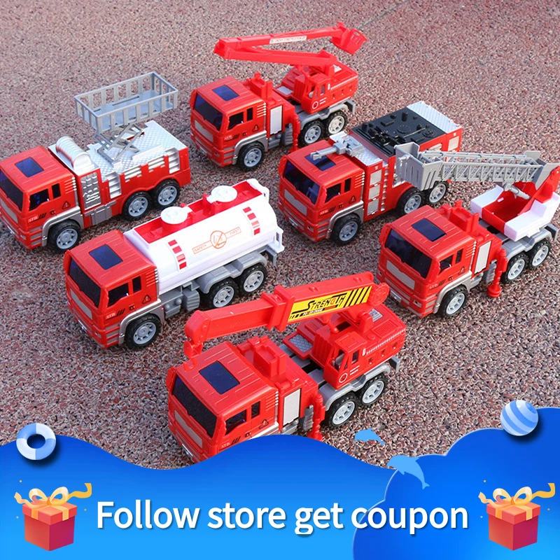 Car Model Toys Pull Back Trailer Rescue Vihicles 4WD-Off-Road Fire Engine Ambulance Montessori Gifts For Boy Children Collection