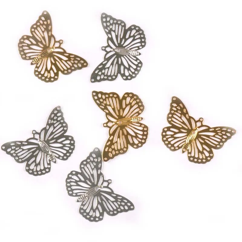 Gold Silver Flower Butterfly Connectors Filigree Wraps Metal Crafts  For DIY Scrapbook Accessories Embellishments 20Pcs yk0768