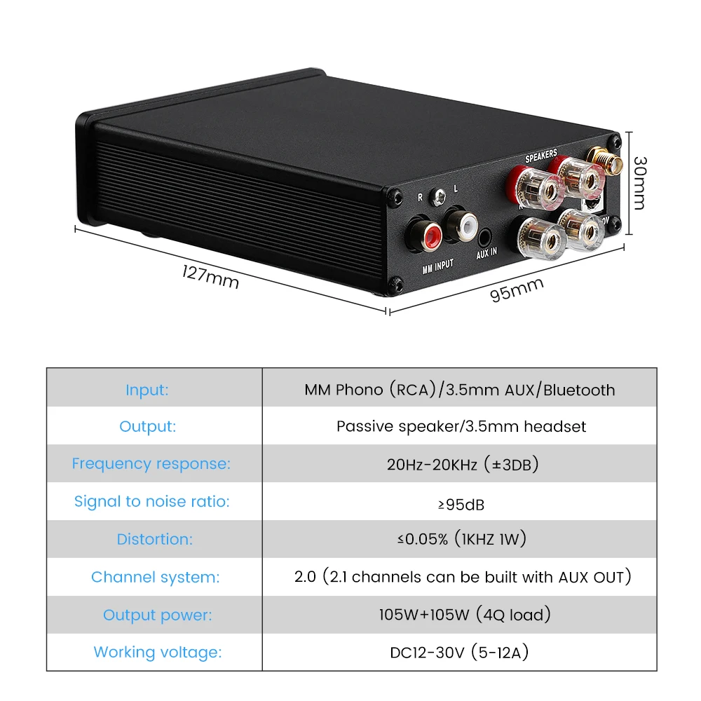 AIYIMA TPA3221MM/MC Phono Bluetooth Amplifier HiFi Stereo Power AMP For Turntable Phonograph Treble And Bass Adjustment 100Wx2