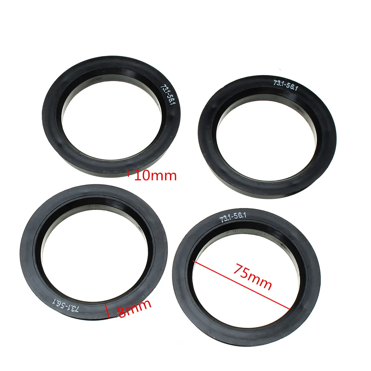 One Set 4 73.1mm - 56.1mm Wheel Center Collar Hub Centric Ring For SubaZWru Black Plastic