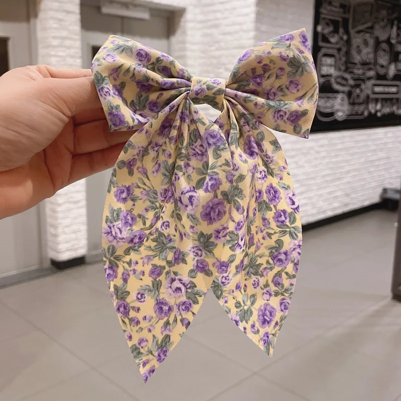 New Fashion Beautiful sweetPrint Bow Flower Simplicity Bow Hairpin  Barrettes for Women Girls Accessories Headwear