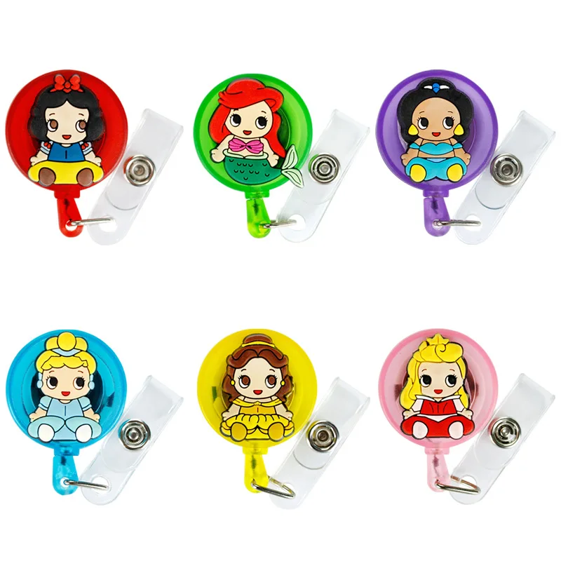 

50pcs/lot Disney Retractable Badge Holder Cartoon ID Name Card Lanyard Key Chain Nurse Chest Card Holder Creative Phone Lanyard