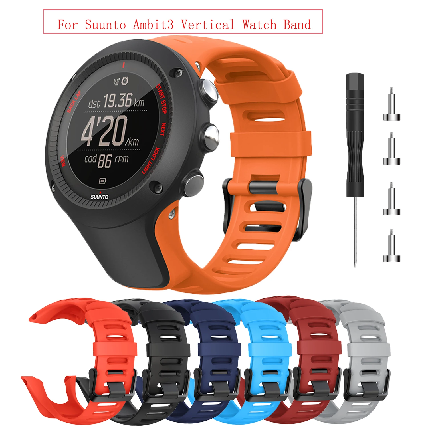 Sport Silicone Watch Strap for Suunto Ambit Series 1/2/3 Vertical Watch Band for Suunto AMBIT 1/2S/2R/3P/3S/3R Replace bracelet