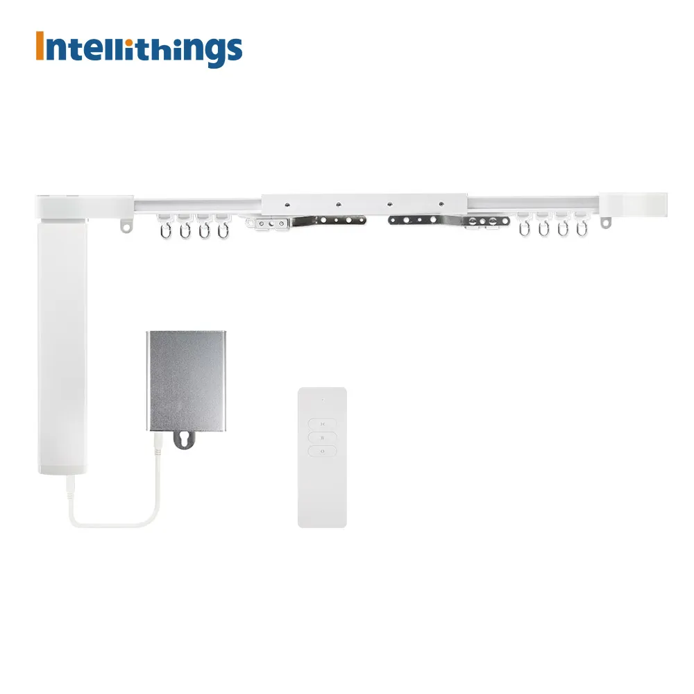 

Intellithings Tuya Zigbee Smart Slide Motor Customized Curtain Track with Battery Timer Alexa Google Home Voice Control