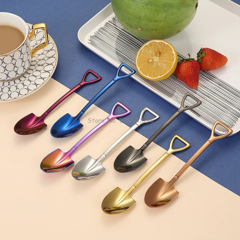 304 stainless steel creative retro shovel coffee spoon dessert watermelon spoon ice cream spoon Kitchen Gadget ложка лопата