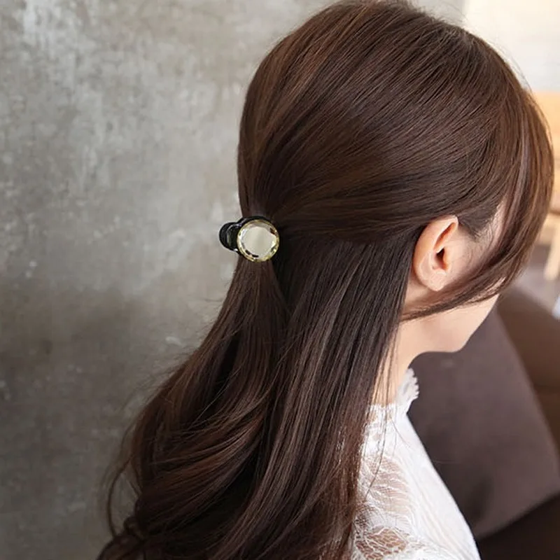 Korean version of crystal clipsmall crystal clip crystal hair clip crystal half-tie hair ponytail clip, Crystal Hair Claw