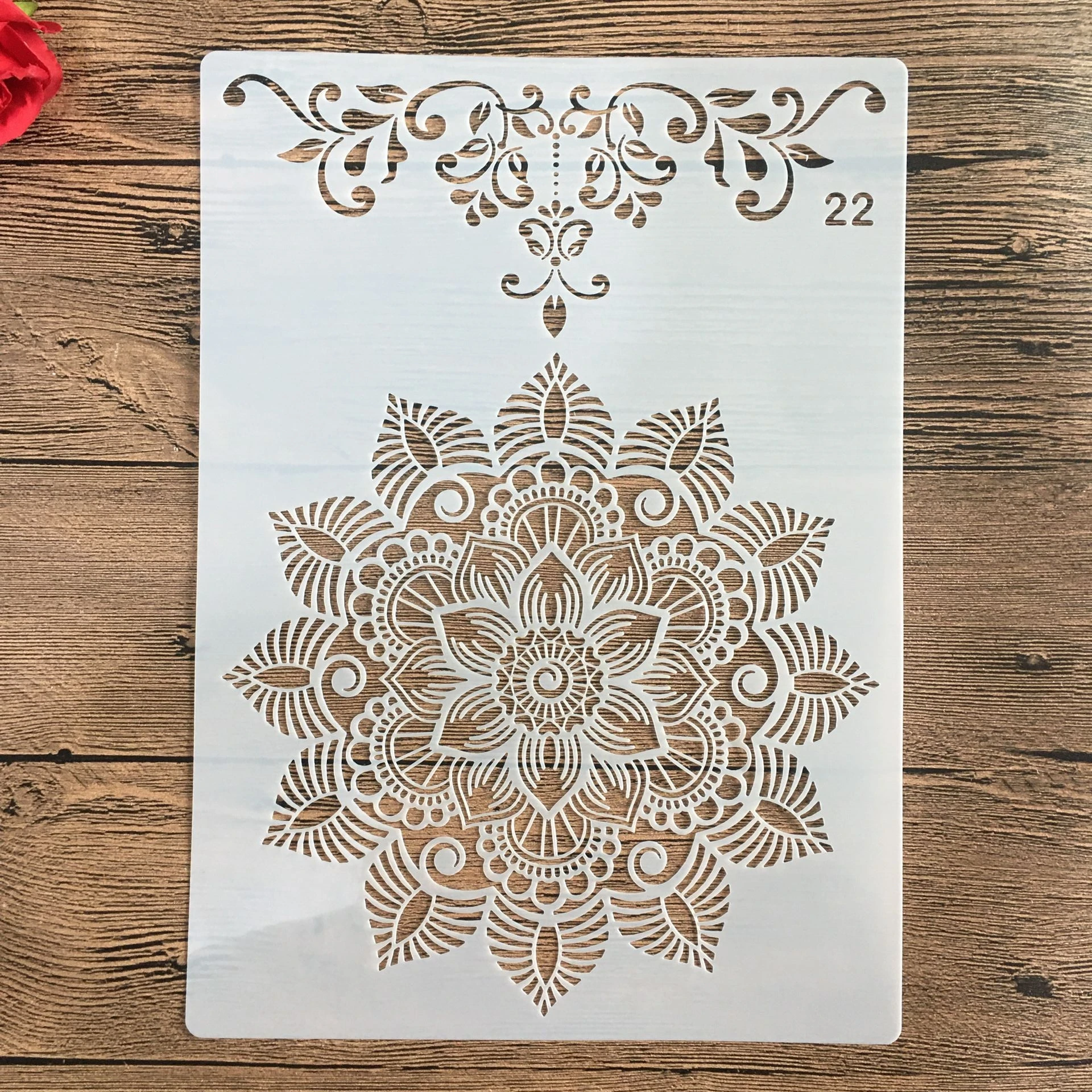 A4 29 * 21cm  Mandala DIY Stencils Wall Painting Scrapbook Coloring Embossing Album Decorative Paper Card Template cake Stencil