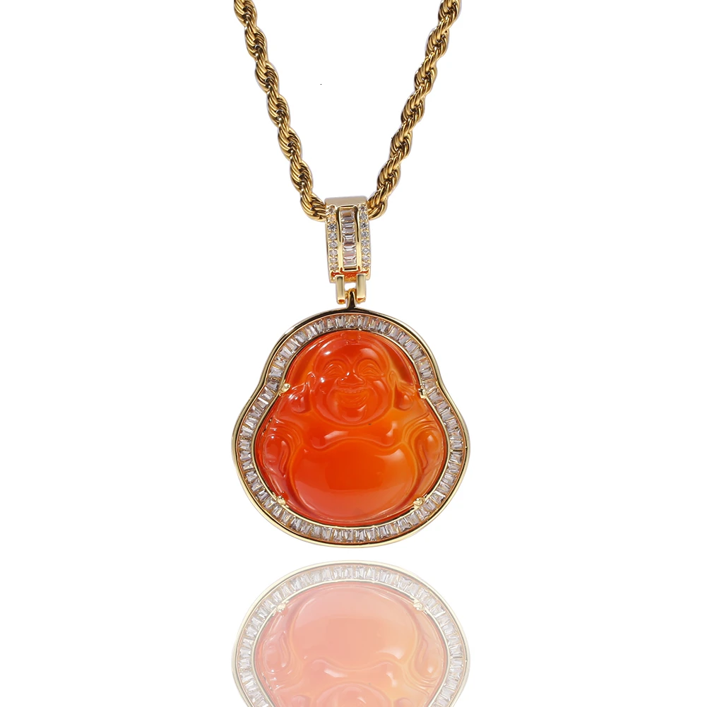 THE BLING KING Buddha Pendant Necklaces For Women Gold Silver Color Colored Gem Necklace Jewelry New Style  Drop Shipping