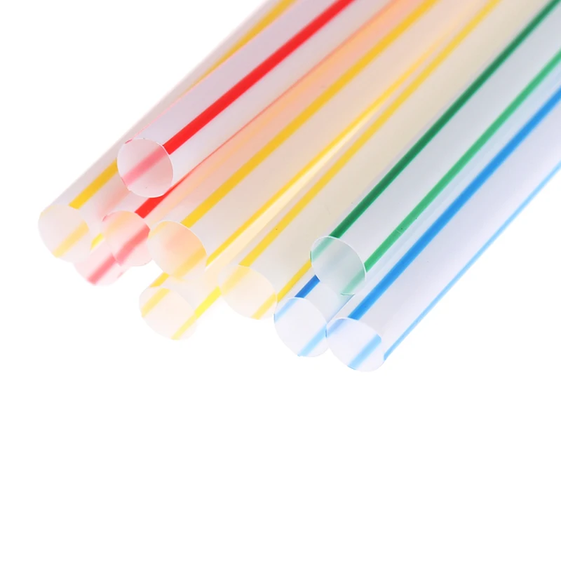 100PCS/set 21cm Curved Plastic Colorful Drinking Straw Cocktail Lounge Wedding Birthday Party