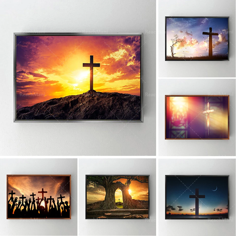 

Cross, person with cross, print Christian logo on canvas, modern wall art, canvas wall art poster