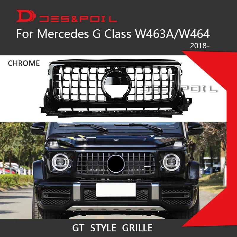 For Mercedes Benz New G Class W464 GT Grille Panamericana Front Bumper Racing Grill G500 G350 G400 2018- G Wagon With Camhole