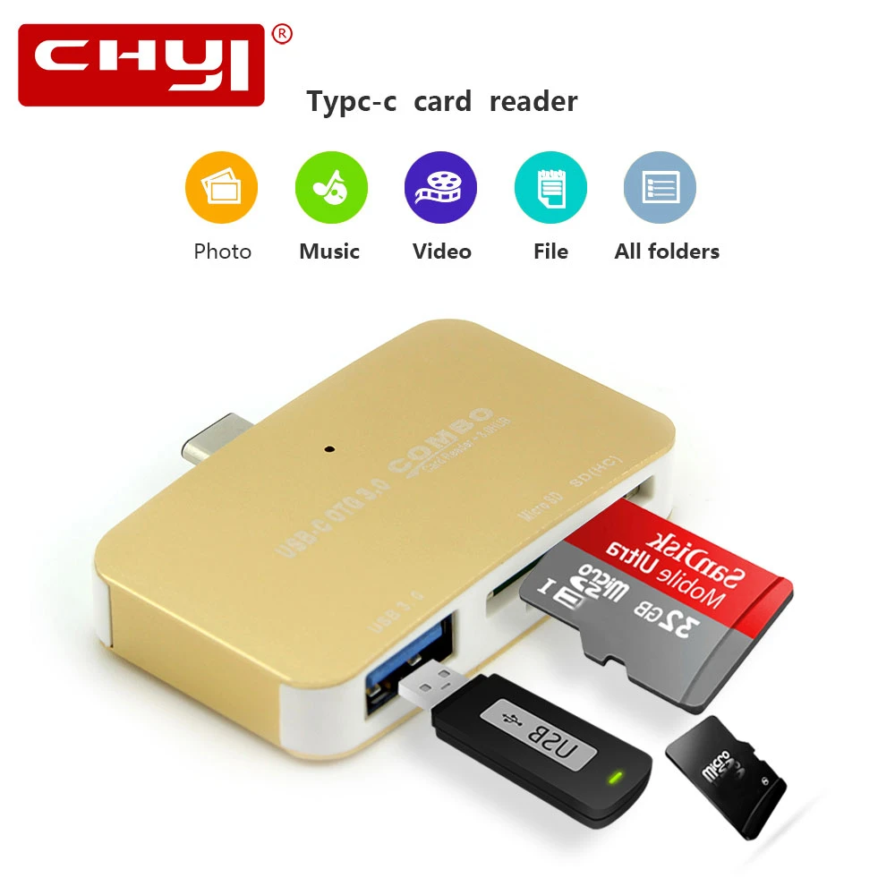 

Micro Type C Usb 3.0 Hub Multi Port Combo Mini Usb-C 3.0 Hab Support SD/TF Card Reader Splitter PC Accessories For Macbook Pro