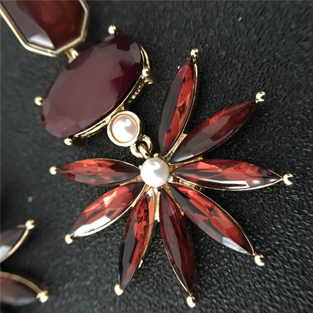 New Arrivals Smoky Jewelry Burgundy Stone Statement Earrings For Women Girl Runway Dinner Party Gift