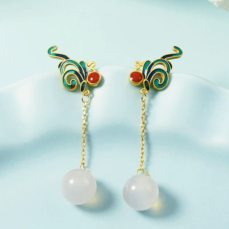 

Женские винтажные серьги из серебра 925 пробы, с круглыми бусинами