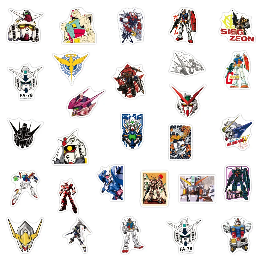 10/30/50/100 Uds Anime GUNDAM pegatinas de dibujos animados DIY motocicleta equipaje guitarra monopatín Cool Graffiti pegatina clásica para niños