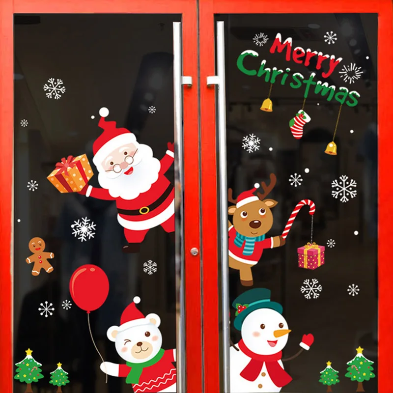 Christmas Window Wall Stickers Welcome Stickers Decor Wall Cling Decals Christmas Decorations for Home New Year 2025 Gifts Natal