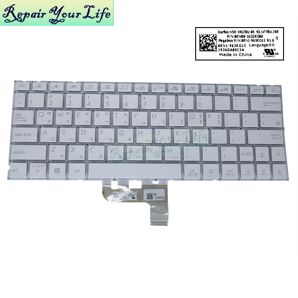 

KR SW BG backlit keyboard for ASUS ZenBook 13 UX334 FL UX334FA UX334FLC replacement keyboards Bulgarian Korean Swiss NSK-WU7BU