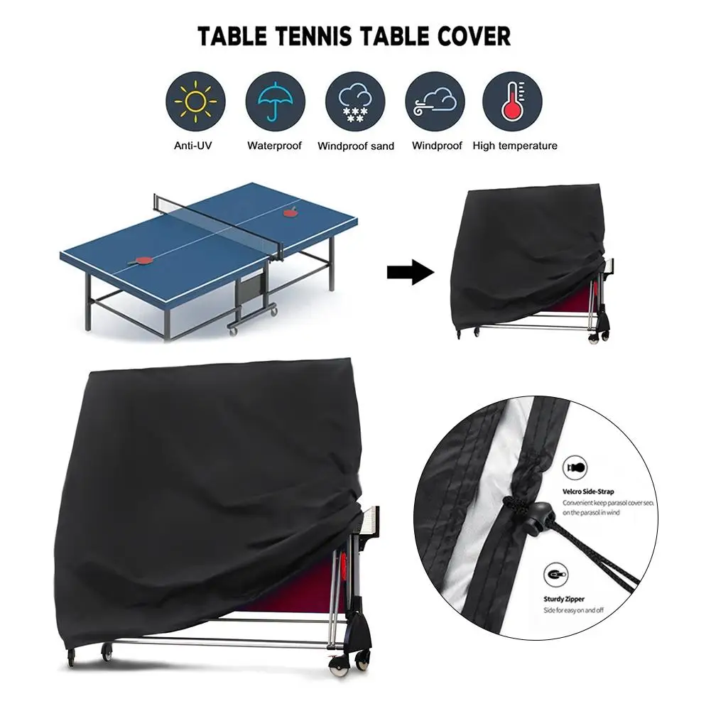 Multi-Function Ping Pong Table Cover Waterproof Dust-Proof Folding Black Choth Furniture Protection For Household Or Outdoor