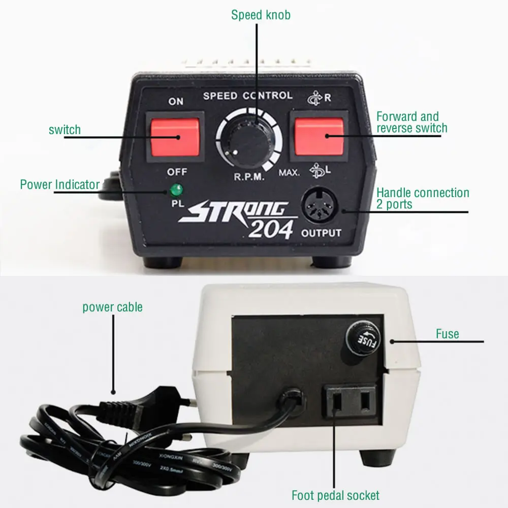 220V Nail Polishing Jewelry Tools 204 Micromotor Strong Goldsmith Wood Jade Engraver Handpiece Polishing Art Carving Machine