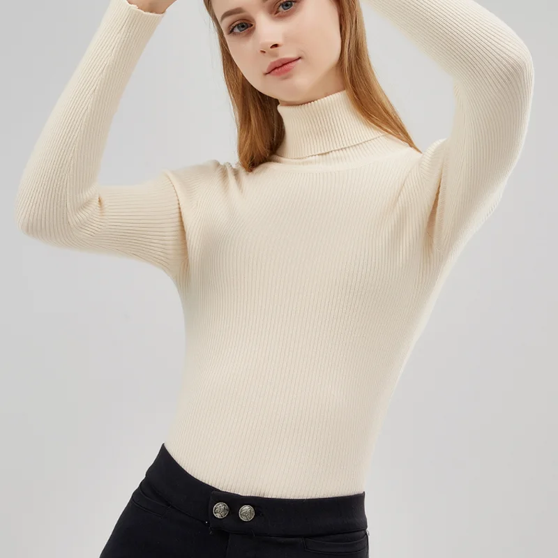 

2022New Turtleneck Sweaters Fashion Women Autumn and Winter Korean Sweater Casual Solid Pullover Knitted Jumper Warm Tops 16941