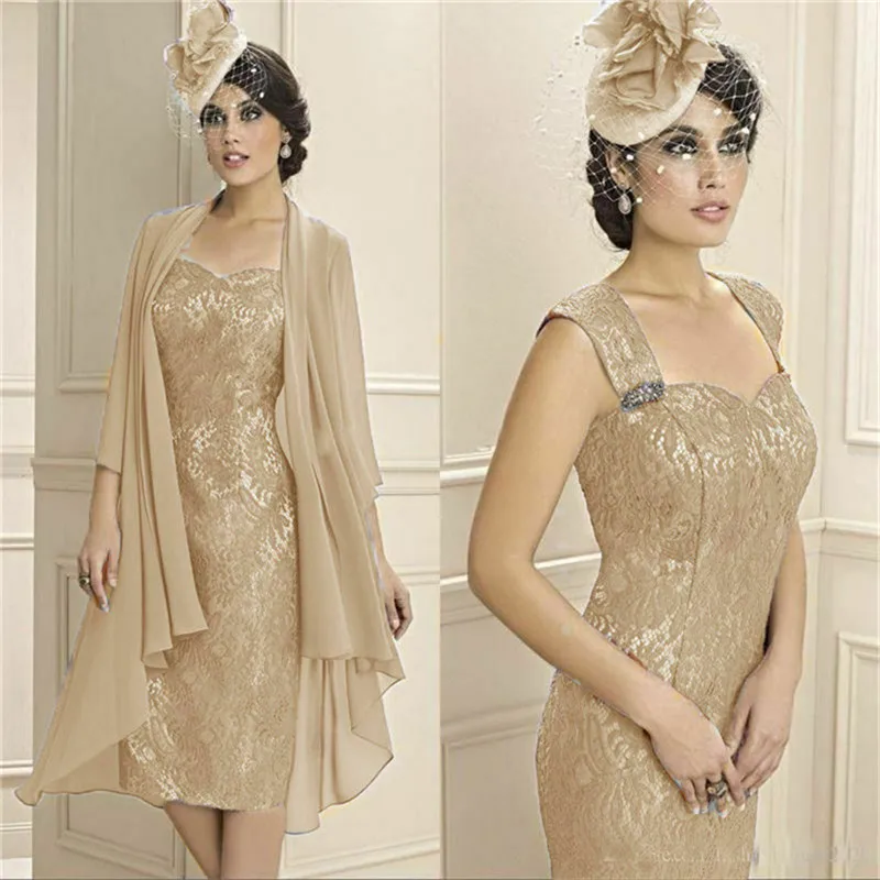 Mermaid Lace Chiffon Off Shoulder Sweetheart Mother Of The Bride Dress Outfits Evening Prom Knee Length Corset Back Free Jacket