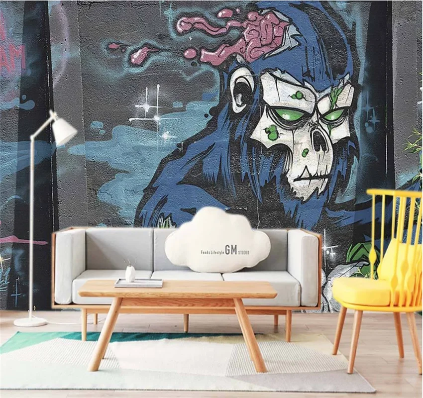 

Ностальгические ретро граффити хип-хоп промышленный стиль фон стены Пользовательские фотообои 8D Фреска