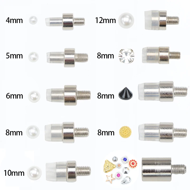 JUNAO 10 Mold 8mm Claw Rhinestone Stone Machine Pearl Beads Machine Rivet Fixing Machine DIY Crafts Tools For Clothes Decoration