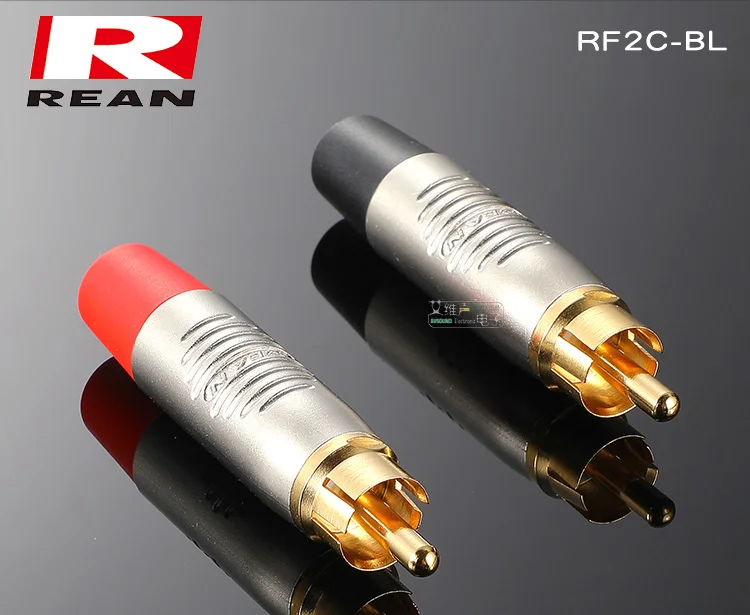 1Pcs NEUTRIK\'s REAN gold-plated RCA fever audio and video plug RF2C-AU-0-BL tail black and red HIFI accessories