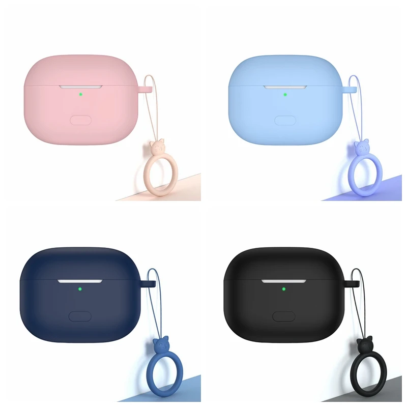 لطيف مع حلقة حبل سماعة جراب لهاتف Vivo Tws 2 /Tws 2E حالة بلون قذيفة غير زلة سيليكون Hearphone غطاء ل فيفو Tws2E