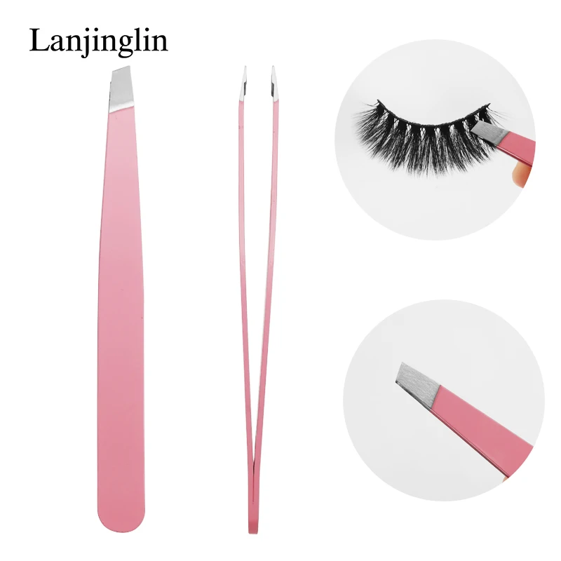 False Eyelash Tweezers Clips Fake Stainless Steel Lash Curler Applicator Eyelash Extension Tweezers Remover Tools Beauty Makeup