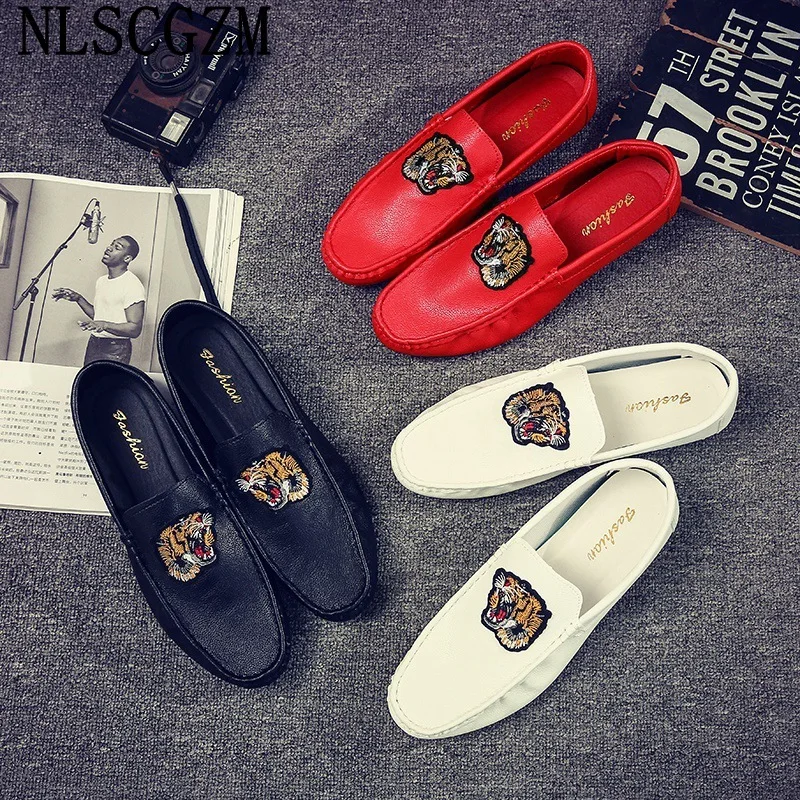 Red Slip on Shoes Men White Loafers Luxury Designer Shoes Men Fashion Black Leather Casual Shoes for Man 2026 кроссовки