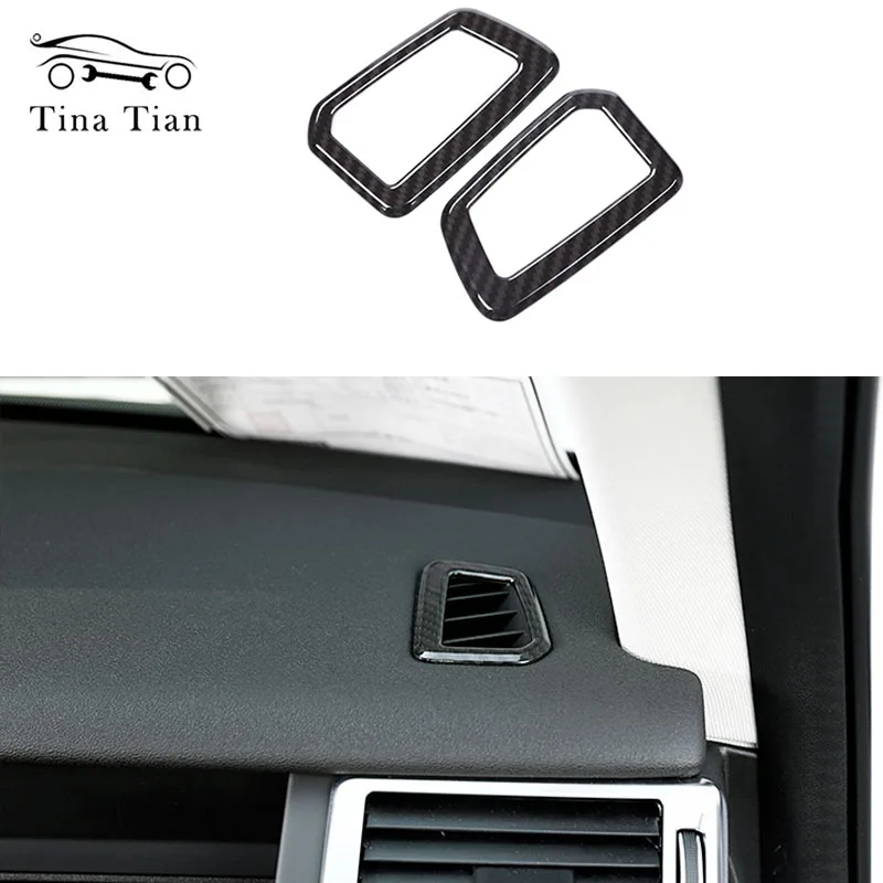 2PCS ABS Carbon Fiber color Dashboard Front Air Outlet Vent Cover  For Land Rover Discovery Sport 2015-2019 Car Styling