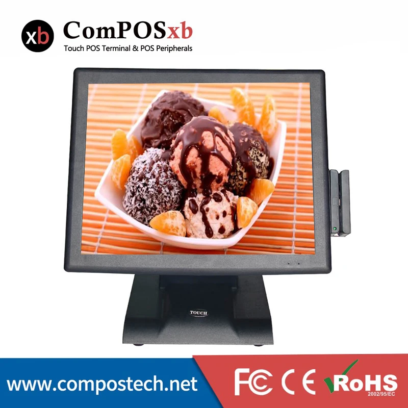 POS system 15 inch five wire resistance Touch Screen POS terminal With MSR for Restaurant