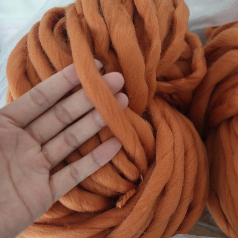 Super Thick Natural Merino Wool, Chunky Yarn, Felt Wool Roving Yarn for Spinning, Hand Knitting, Warm, Winter, 250g, 36m, 2024