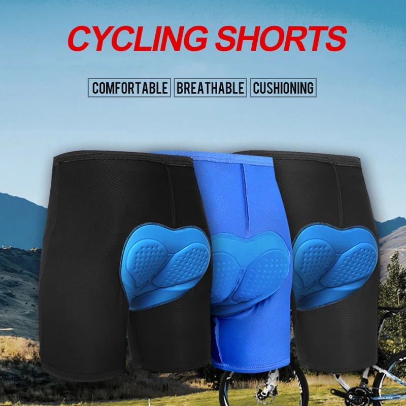 QUESHARK Men Cycling Underwear 3D Gel Padded Shockproof Mountain MTB Riding Road Bicycle Sport Tights Shorts