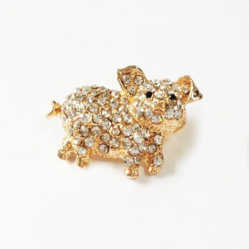 2020 Pink Pig Animal Brooches For Women Rhinestone Cute Pins Shinny Crystal Brooches For Girls Dress Brooch Pins Jewelry