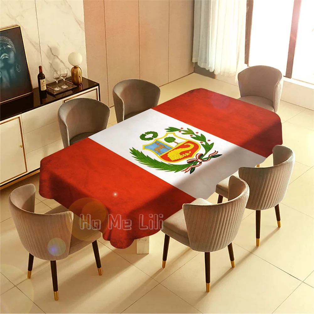 

Flag Of Peru Patten Design Tablecloth For Picnic Kitchen Dinner Table Decor