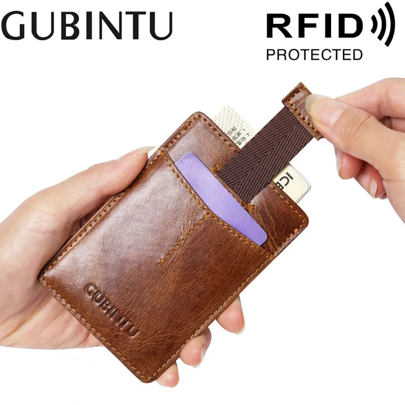 

Gubintu Foreign Trade Anti-Magnetic Leather RFID Creative Pull-out Ultra-Thin Card Holder Bank Card Credit Card Clip Set