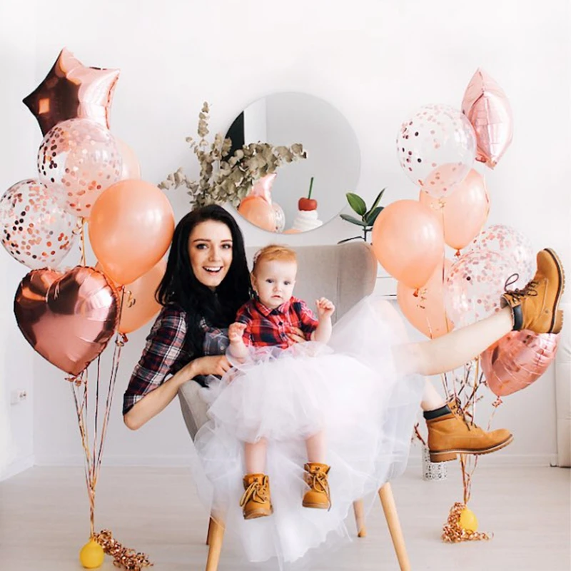 14Pcs Multi Confetti Balloon Happy Birthday Party Balloons Rose Gold Helium Ballons Boy Girl Baby Shower Party Supplies image 6