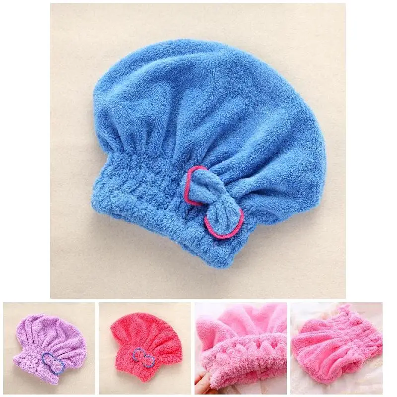 

Microfibre Quick Hair Drying Bath Spa Bowknot Wrap Towel Hat Cap For Bath Bathroom Accessories