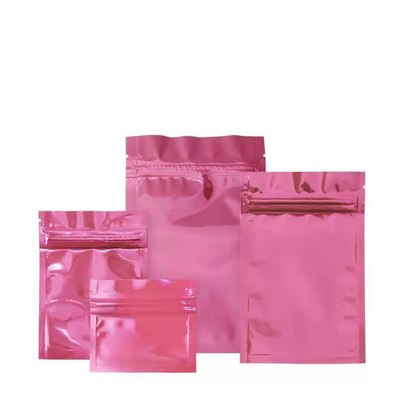 

1000Pcs Pink Small Glossy Foil Ziplock Food Packaging Bag Zipper Aluminum Foil Heat Seal Pouches Sample Bag for Tea Powder Candy