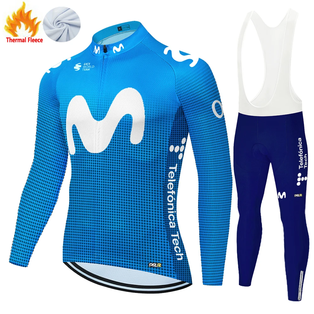 2023 Movistar ropa ciclismo hombre invierno Thermal Fleece jersey ciclismo bicycle clothing roupa ciclista cyclisme homme