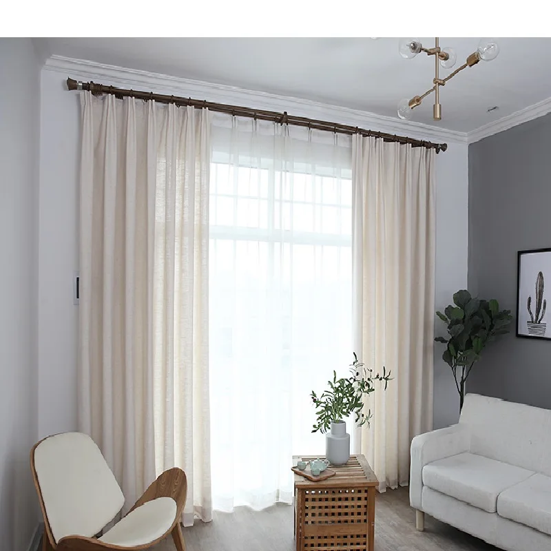 Linen curtain thickening gauze curtain modern Day curtain bedroom wave window balcony gauze curtain home decoration curtain yarn