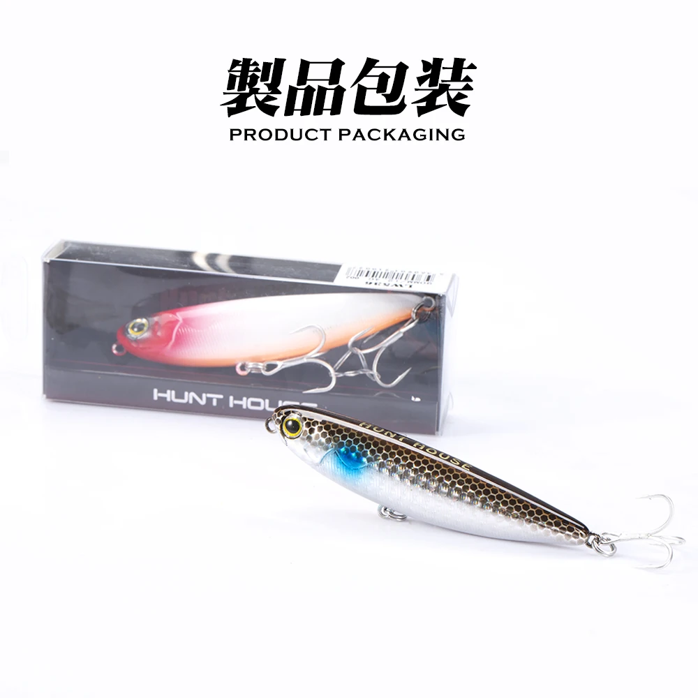 Hunthouse Topwater Pencil Fishing Lure 60/90/100mm 6.4/12.4/18.8g Surface Floating Bait Top Water Lures for Seabass Pike Feeder