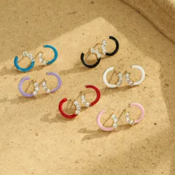 HECHENG,1 pair,Fashion Colorful Earrings,Cute C Shapr Enamel CZ Ear Stud,New Design Women Jewelry Wholesale
