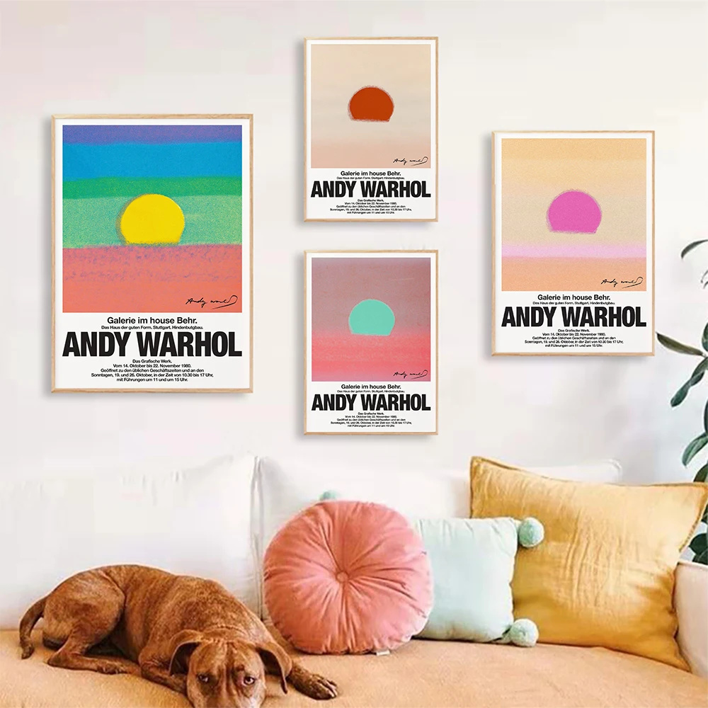 Andy Warhol Sunset Art Print and Poster Abstract Landscape Coloful Canvas Painting Pop Nodic Wall Decor Picture For Living Room