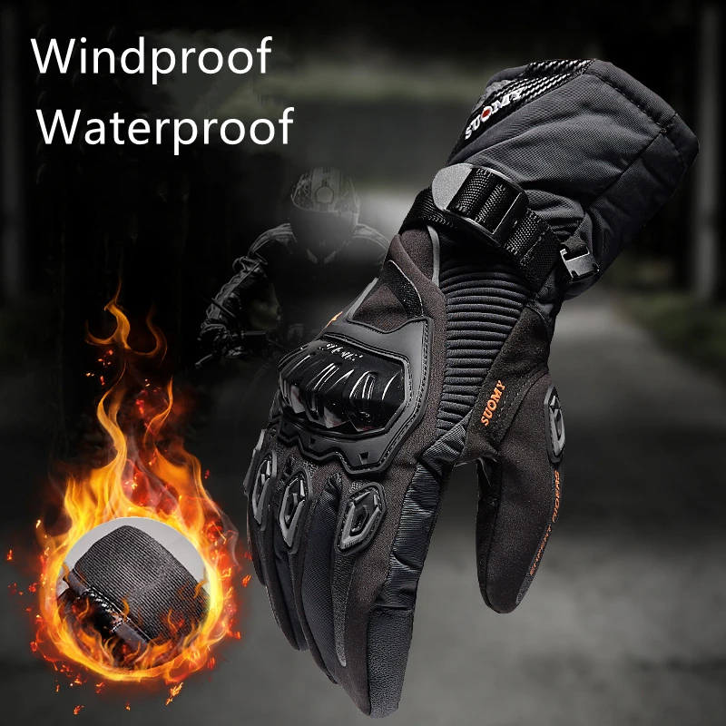 

Motorcycle Nonslip Waterproof Windproof Gloves Coldproof Winter Cycling Plus Velvet Gloves for Skiing Screen Touch Outdoor Sport