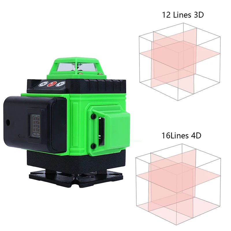 12 16 Lines Laser Level Powerful 3D 4D Self-Leveling Horizontal&Vertical Cross Green Laser Level 360 Degrees Rotary Adjustment