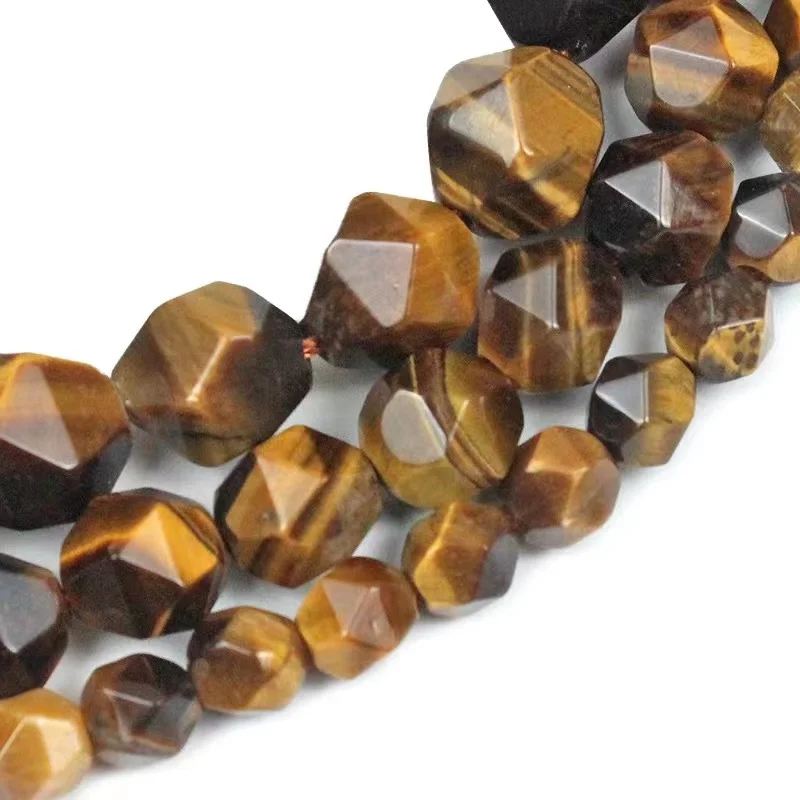 Natural Faceted Tiger Eye Agates  Stone Loose Spacers Beads for Jewelry Making DIY Necklace Bracelet Charms 15